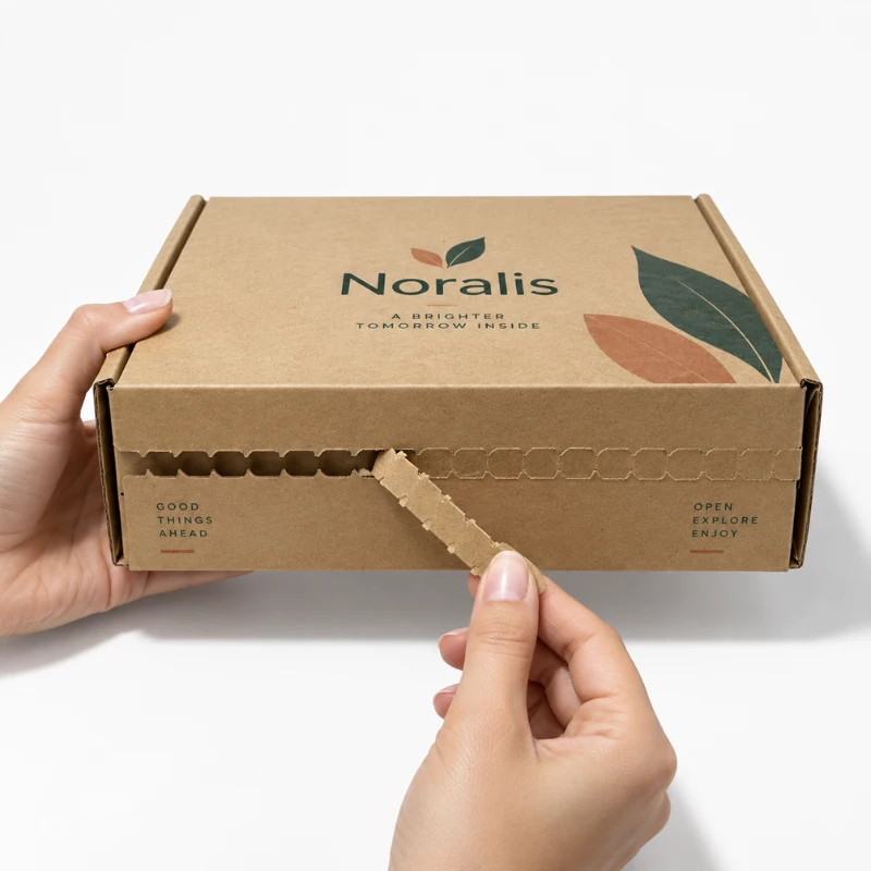 Custom printed tear strip mailer box with easy-open corrugated packaging