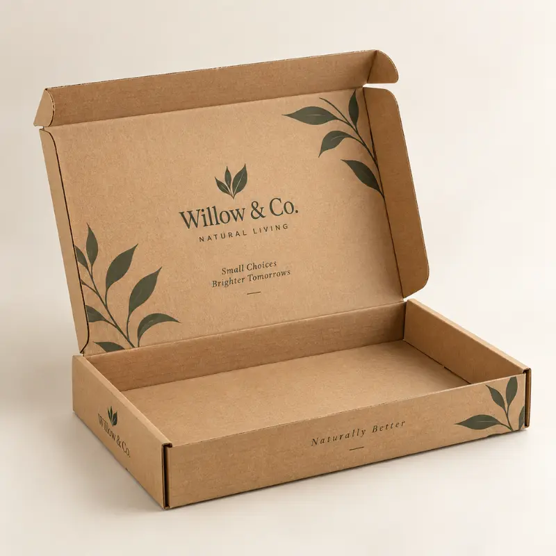Custom Letterbox Postal Boxes in slim corrugated cardboard for UK ecommerce deliveries